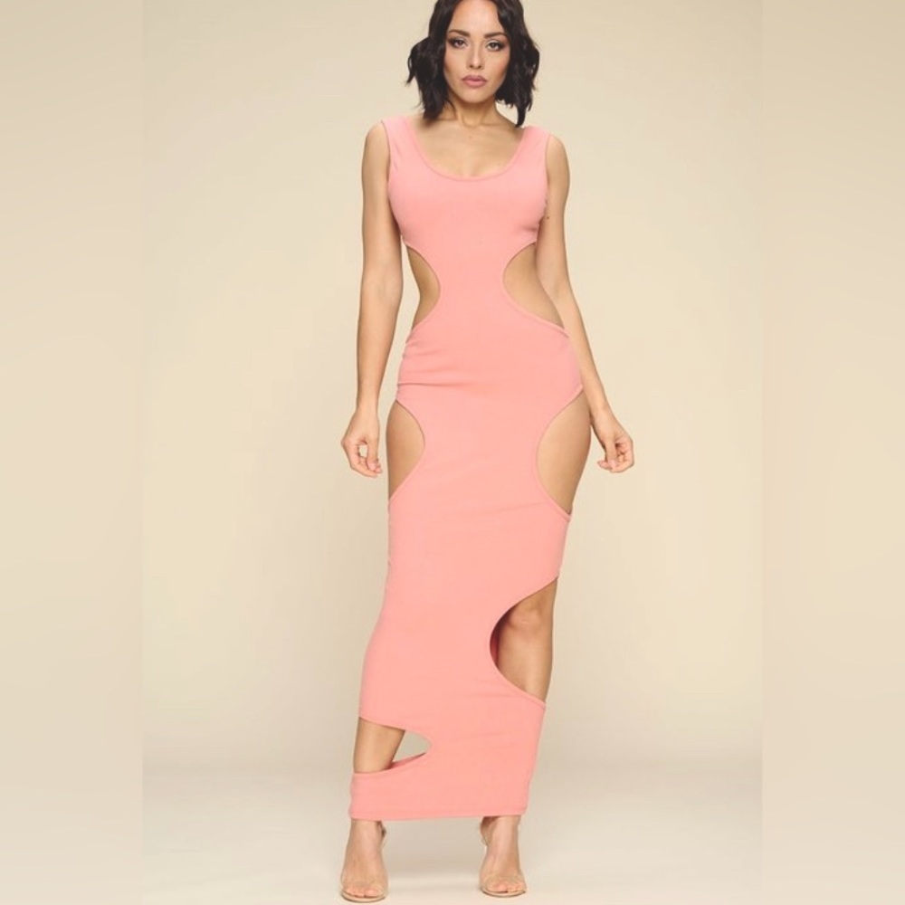 Blush Pink Sexy cutout  ribbed dress
